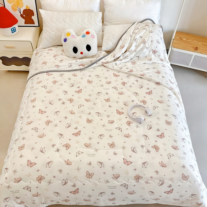 91家纺网 家纺一手货源 找家纺 兜米  2025夏季A类针织棉夏凉被小清新卡通双面针织棉空调被子被芯 小蝴蝶