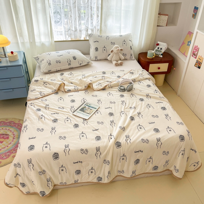 91家纺网 家纺一手货源 找家纺 葡萄家 2025新款A类母婴级大豆纤维牛奶丝针织棉夏凉被空调被-系列二 简笔画