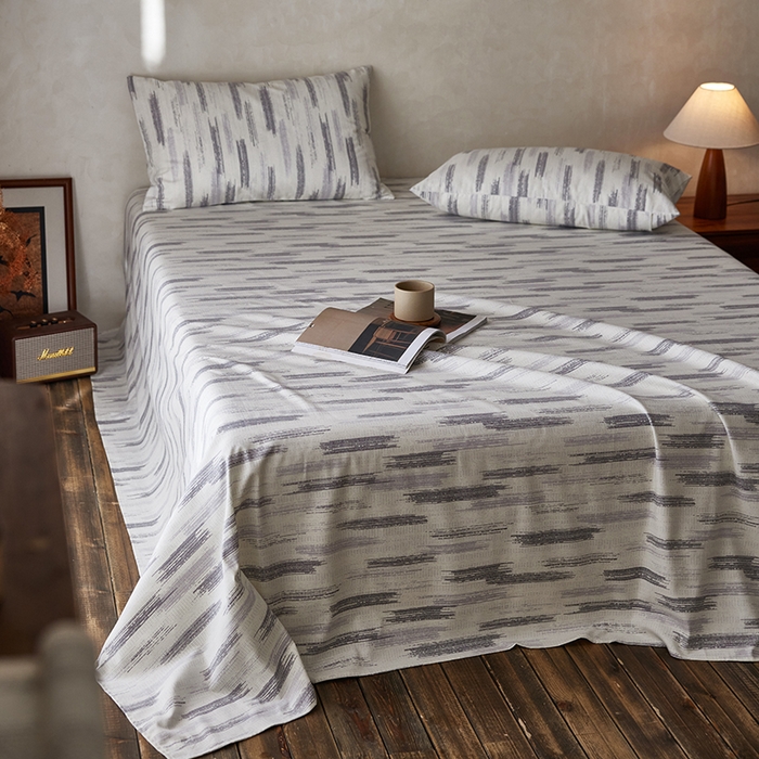 91家纺网 家纺一手货源 找家纺 千朵森2025新款A类全棉老粗布床单三件套 山光