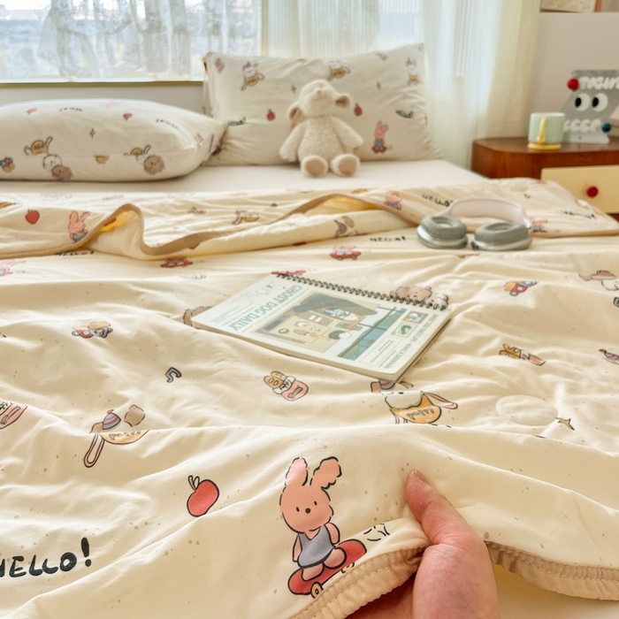 91家纺网 家纺一手货源 找家纺 葡萄家 2025新款A类母婴级大豆纤维牛奶丝针织棉夏凉被空调被-系列二 你好小狗