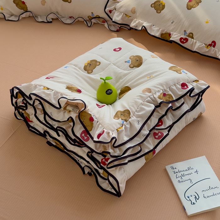 91家纺网 家纺一手货源 找家纺 慕尚 2025新款云感棉花边夏凉被空调被 熊耶