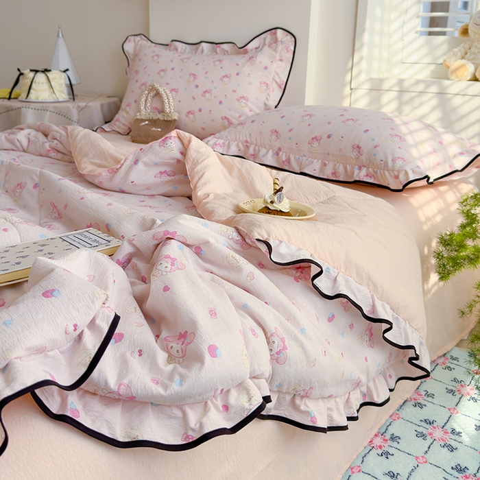 91家纺网 家纺一手货源 找家纺 慕尚 2025新款云感棉花边夏凉被空调被 草莓美乐蒂