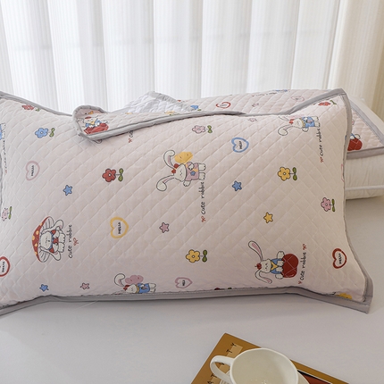 91家纺网 家纺一手货源 找家纺 美宜家 2025新款凉感丝绗缝夹棉印花枕巾 蝴蝶结兰50x80cm一对