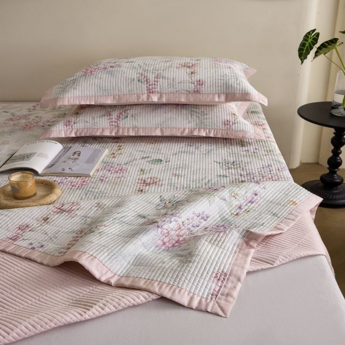 91家纺网 家纺一手货源 找家纺 黛舒家居2025新款天丝水洗印花夏被床盖三件套 繁花之恋
