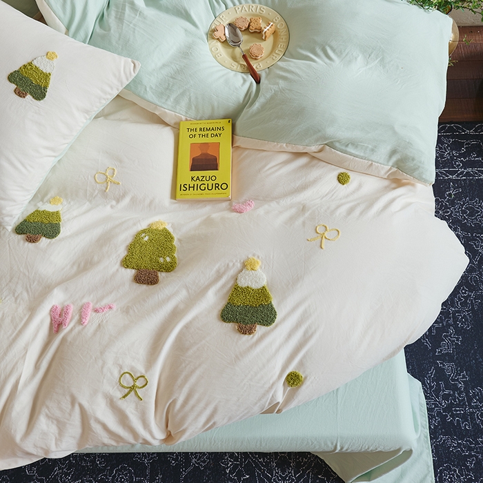 91家纺网 家纺一手货源 找家纺 （总）鑫喜莱家纺 2025新款水洗棉毛巾绣四件套场景二【全系图有买家秀文件】