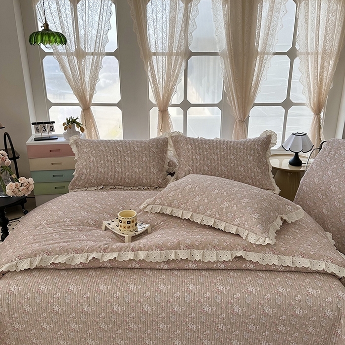 91家纺网 家纺一手货源 找家纺 （总）奈萝家纺 2025新款全棉13372花边床盖三件套四件套纯棉花边夏被春秋被