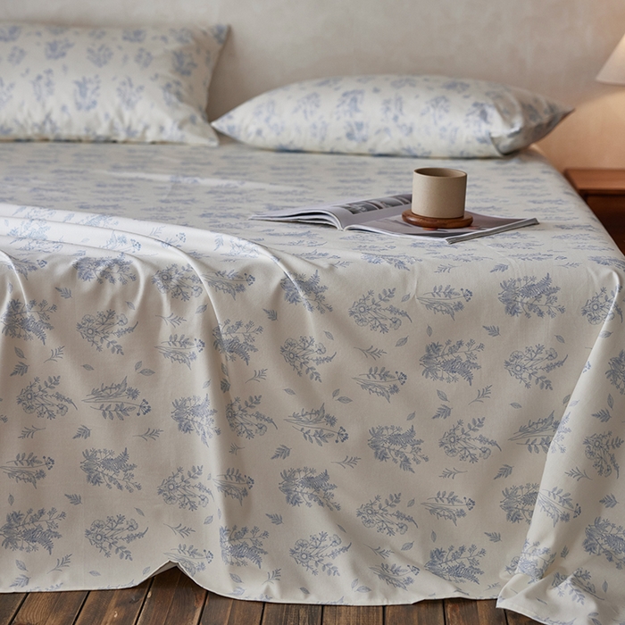 91家纺网 家纺一手货源 找家纺 千朵森2025新款A类全棉老粗布床单三件套 临水