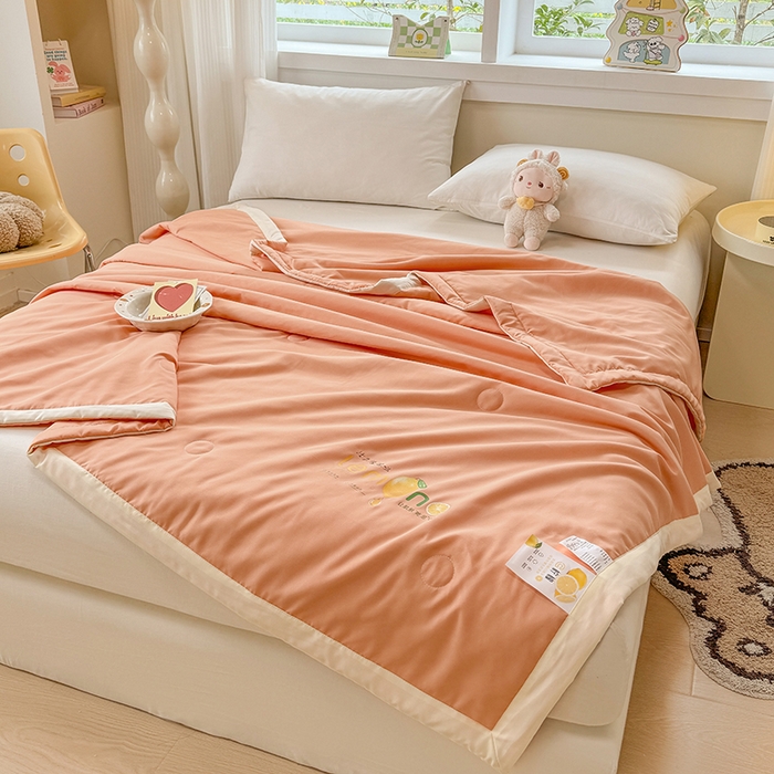 91家纺网 家纺一手货源 找家纺 帕芬鸟家纺 2025新款柠檬夏被 柠檬-橙