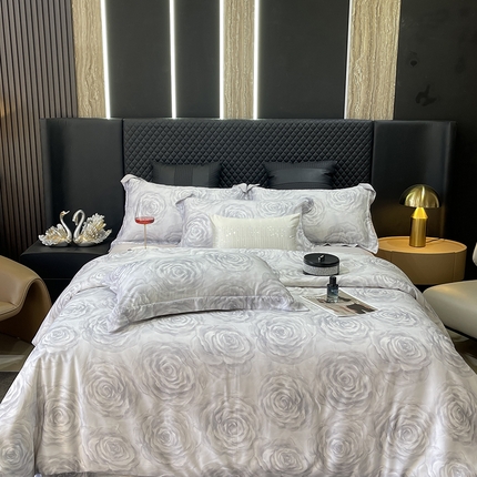 莱豫2025新款50支莱赛尔天丝四件套 雾色玫瑰