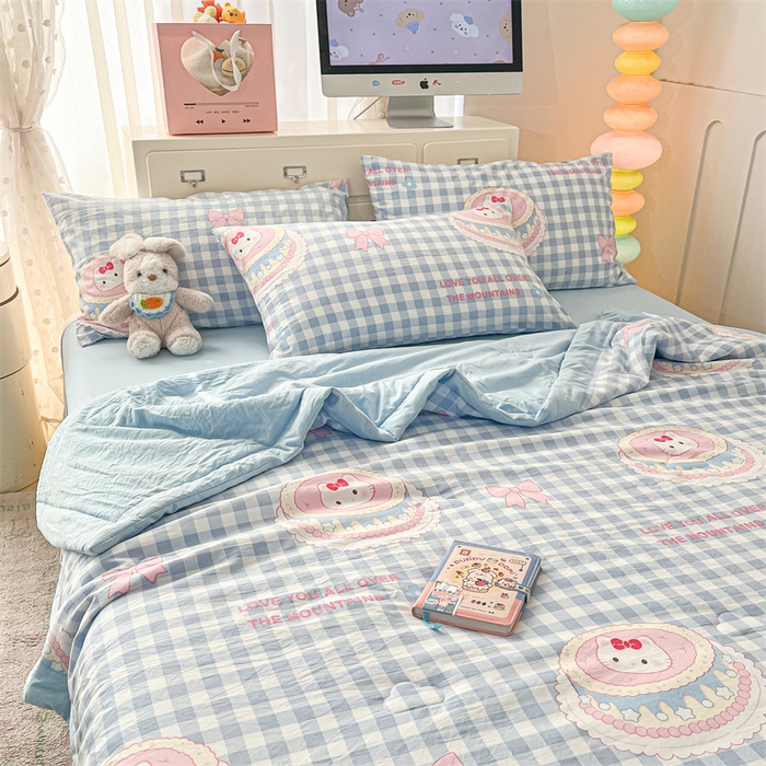 91家纺网 家纺一手货源 找家纺 美梦里 2025新款A类水洗棉棉花夏被 夏凉被空调被 喵喵慕斯