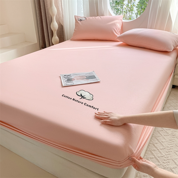 91家纺网 家纺一手货源 找家纺 布卢姆床垫 2025新款全棉烫画全棉老粗布床笠 棉朵-珊瑚粉