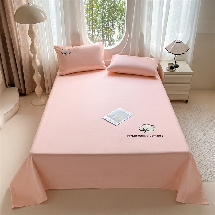 91家纺网 家纺一手货源 找家纺 布卢姆床垫 2025新款全棉纯棉烫画全棉老粗布床单凉席 棉朵-珊瑚粉