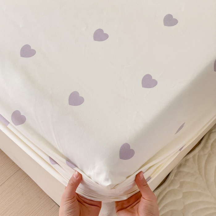 91家纺网 家纺一手货源 找家纺 朵朵家纺 2025新款亲肤棉芦荟棉床笠单床笠，磨毛床笠，印花床笠（可定制尺寸 ） 爱心灰