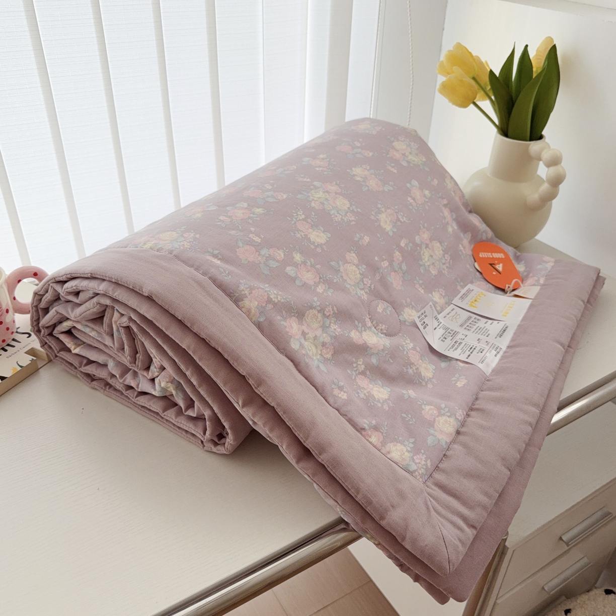 91家纺网 家纺一手货源 找家纺 于果 2025新款全棉双层纱夏被四件套 紫萱