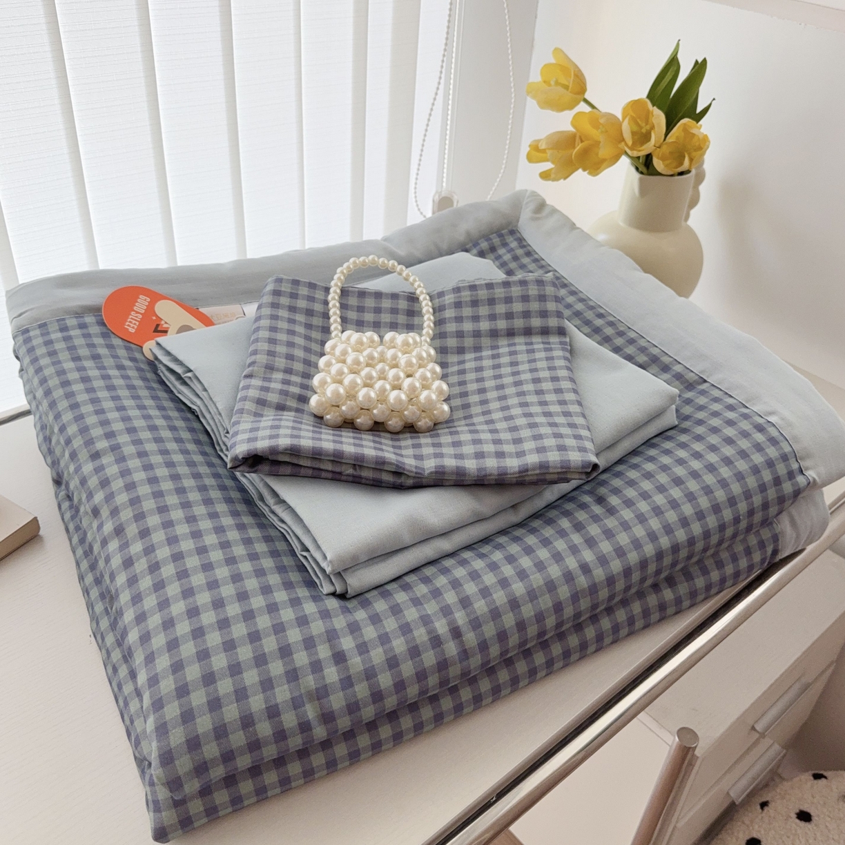 91家纺网 家纺一手货源 找家纺 于果 2025新款全棉双层纱夏被四件套 牛津绅士