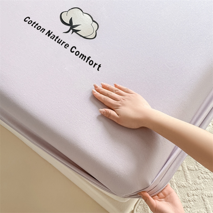 91家纺网 家纺一手货源 找家纺 布卢姆床垫 2025新款全棉烫画全棉老粗布床笠 棉朵-黛紫