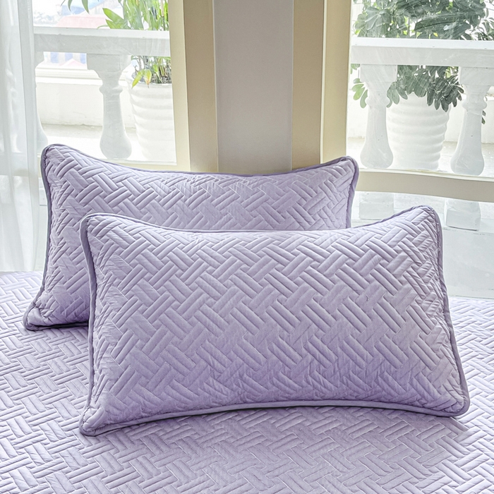 91家纺网 家纺一手货源 找家纺 卡伦家纺 2025新款水洗棉磨毛防水夹棉床笠 斜纹-烟熏紫