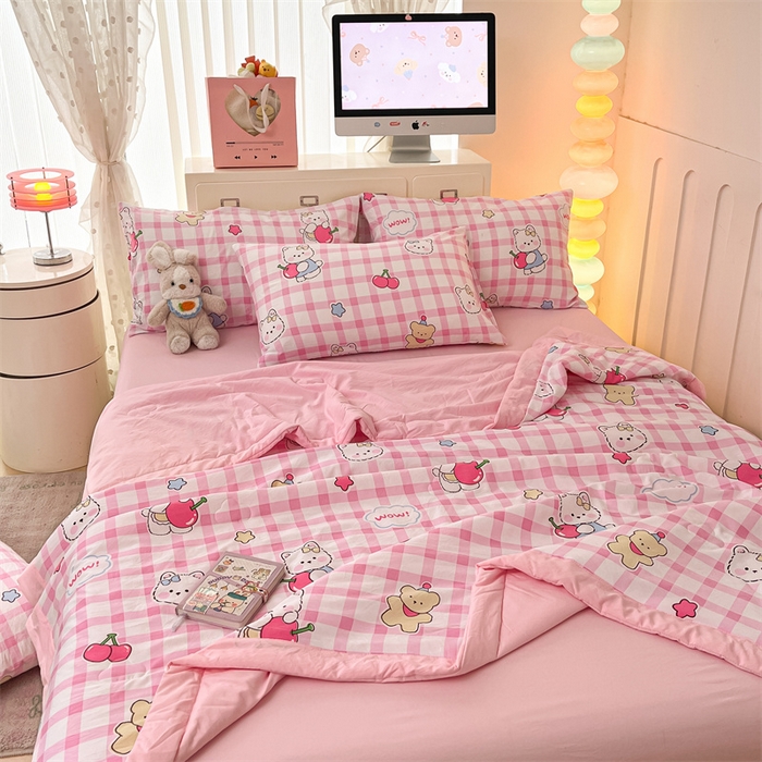 91家纺网 家纺一手货源 找家纺 美梦里 2025新款A类水洗棉棉花夏被 夏凉被空调被 甜心樱桃