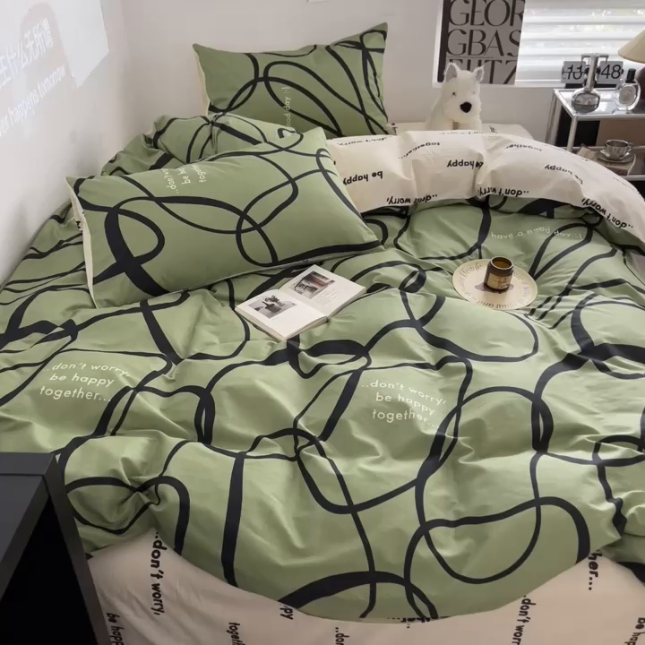 91家纺网 家纺一手货源 找家纺 吉象2025新款全棉印花北欧极简四件套系列 极简