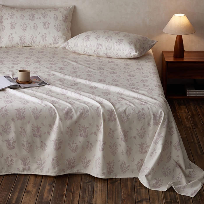 91家纺网 家纺一手货源 找家纺 千朵森2025新款A类全棉老粗布床单三件套 花枝