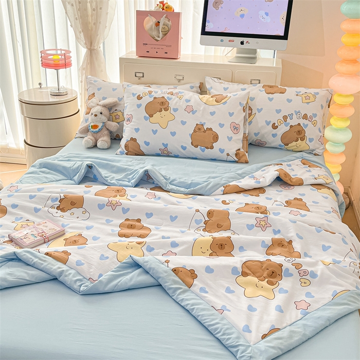 91家纺网 家纺一手货源 找家纺 美梦里 2025新款A类水洗棉棉花夏被 夏凉被空调被 小星心