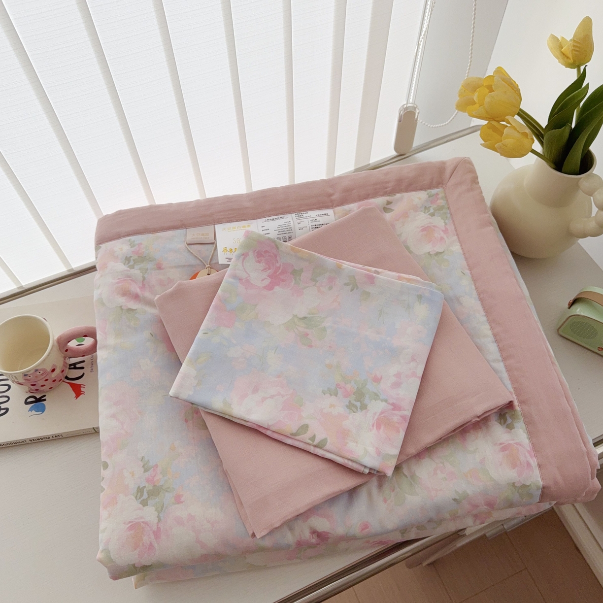 91家纺网 家纺一手货源 找家纺 于果 2025新款全棉双层纱夏被四件套 黎明心境