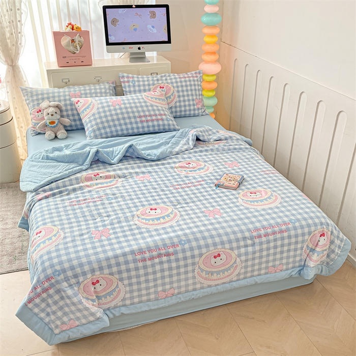 91家纺网 家纺一手货源 找家纺 美梦里 2025新款A类水洗棉棉花夏被 夏凉被空调被 喵喵慕斯