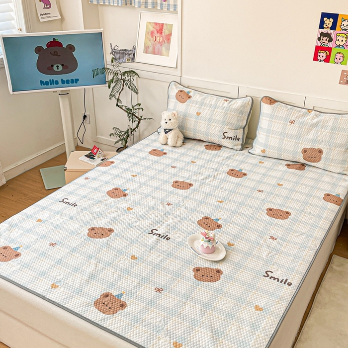 91家纺网 家纺一手货源 找家纺 川悦生活 2025新款大版冰豆豆凉豆豆凉席 格拉熊