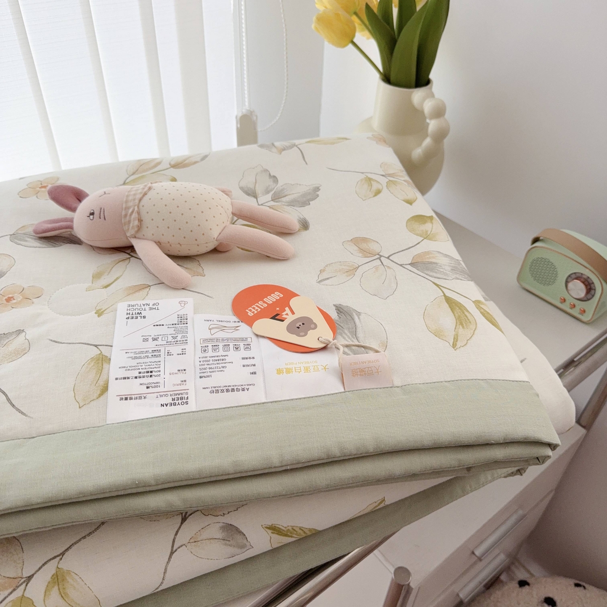 91家纺网 家纺一手货源 找家纺 于果 2025新款全棉双层纱夏被四件套 枝意