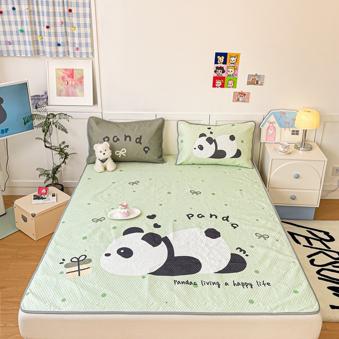 91家纺网 家纺一手货源 找家纺 川悦生活 2025新款大版冰豆豆凉豆豆凉席 礼物小熊猫