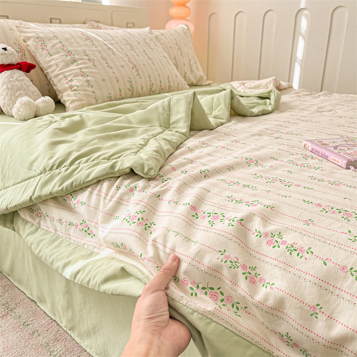 91家纺网 家纺一手货源 找家纺 美梦里 2025新款A类水洗棉棉花夏被 夏凉被空调被 花间