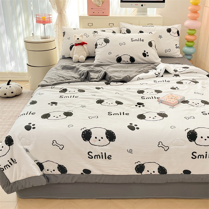 91家纺网 家纺一手货源 找家纺 美梦里 2025新款A类水洗棉棉花夏被 夏凉被空调被 狗狗乐园