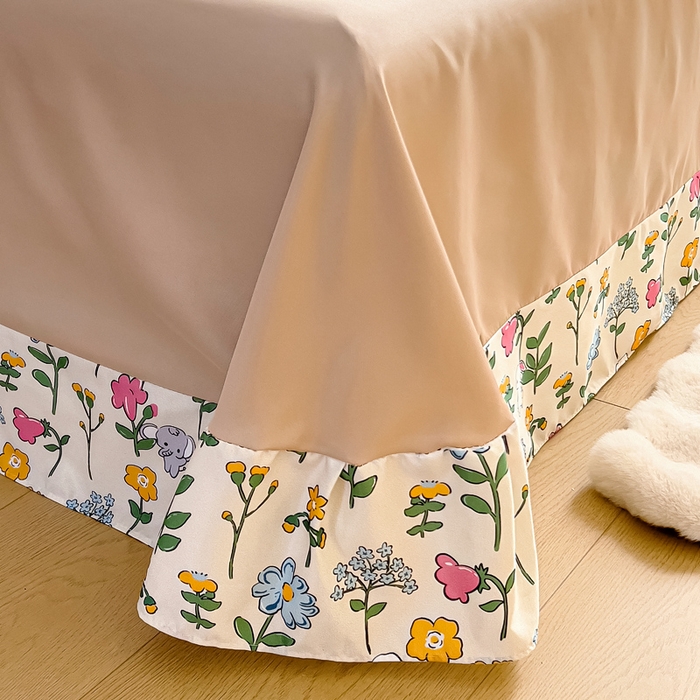 91家纺网 家纺一手货源 找家纺 找底底家纺 2025新款60S水洗天丝夏被夏凉被空调被床裙四件套 田园牧歌