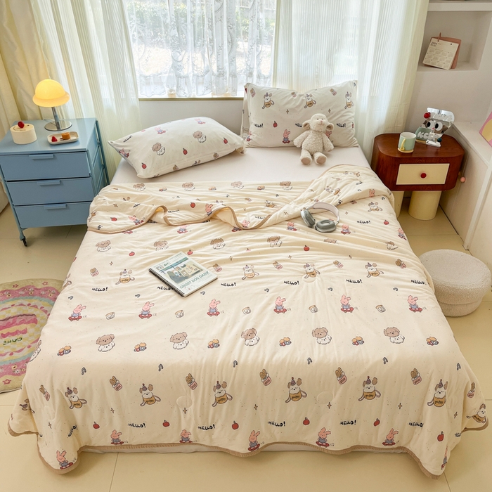 91家纺网 家纺一手货源 找家纺 葡萄家 2025新款A类母婴级大豆纤维牛奶丝针织棉夏凉被空调被-系列二 你好小狗