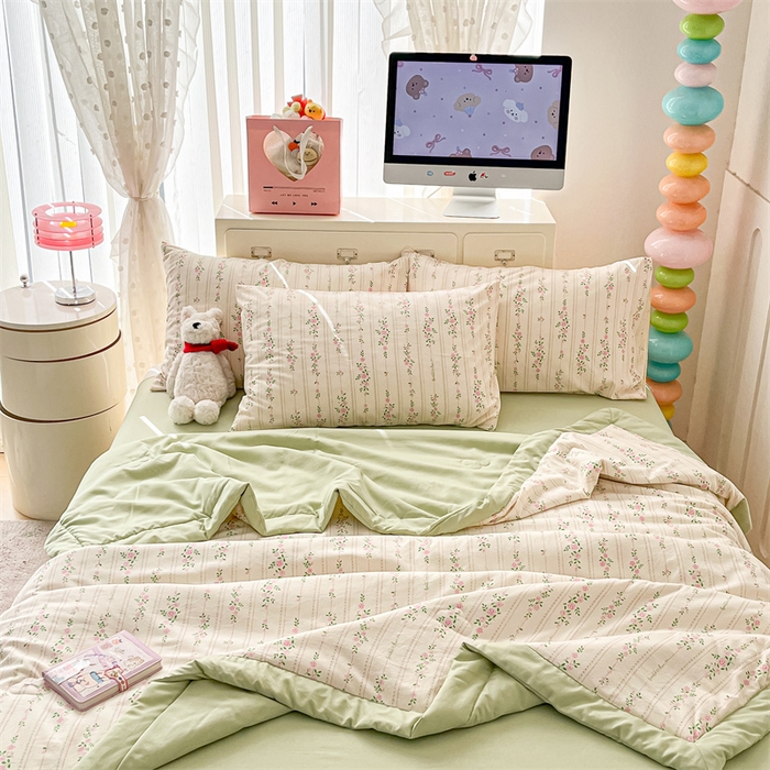 91家纺网 家纺一手货源 找家纺 美梦里 2025新款A类水洗棉棉花夏被 夏凉被空调被 花间