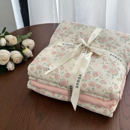 91家纺网 家纺一手货源 找家纺 （总）黛馨  2025新款全棉A类小清新双层纱四件套