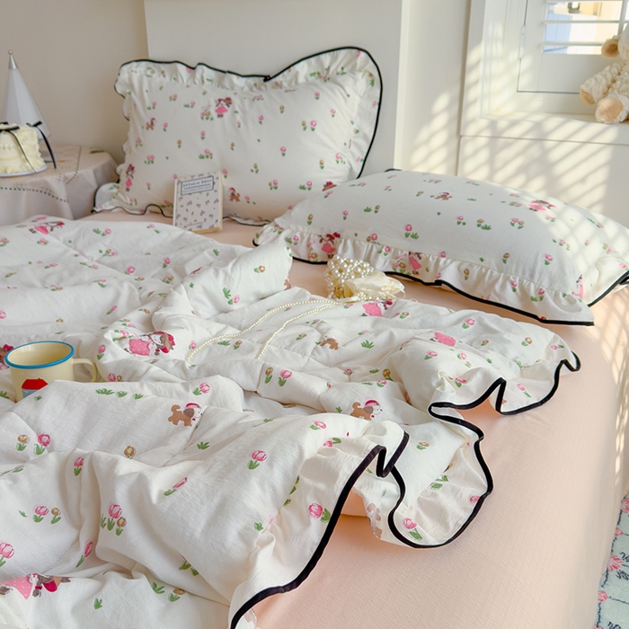 91家纺网 家纺一手货源 找家纺 慕尚 2025新款云感棉花边夏凉被空调被 小仙女