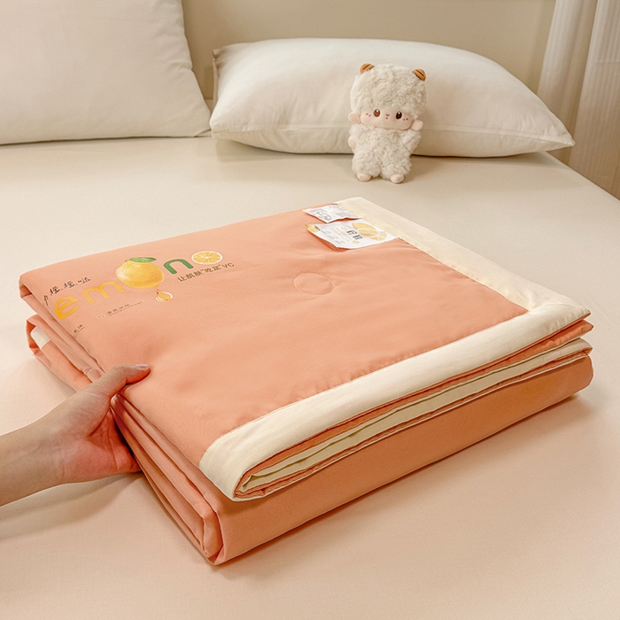 91家纺网 家纺一手货源 找家纺 帕芬鸟家纺 2025新款柠檬夏被 柠檬-橙