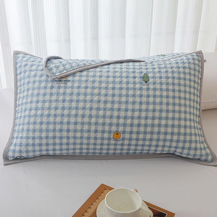 91家纺网 家纺一手货源 找家纺 美宜家 2025新款凉感丝绗缝夹棉印花枕巾 蝴蝶结兰50x80cm一对