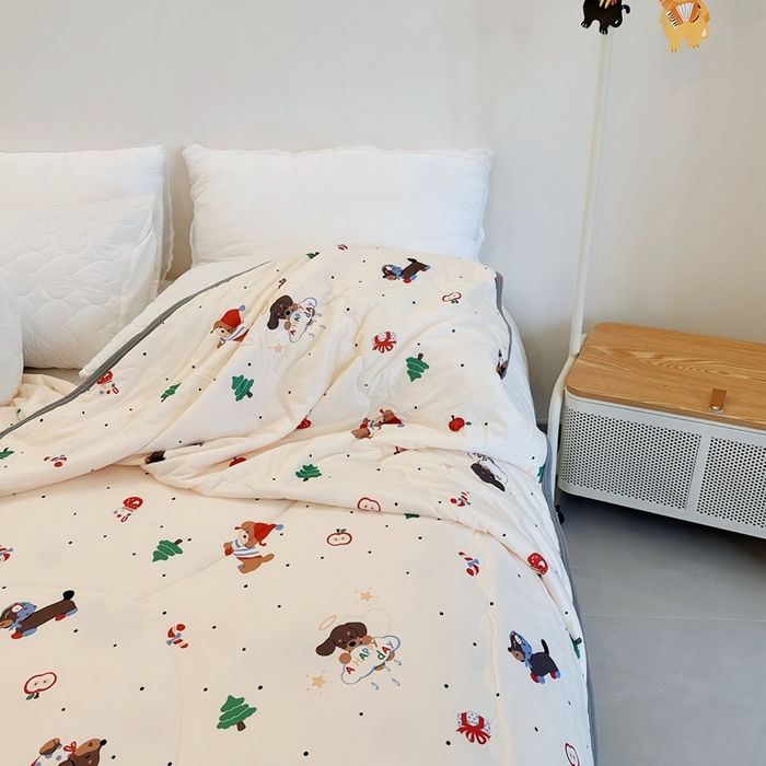 91家纺网 家纺一手货源 找家纺 兜米  2025夏季A类针织棉夏凉被小清新卡通双面针织棉空调被子被芯 平安小狗