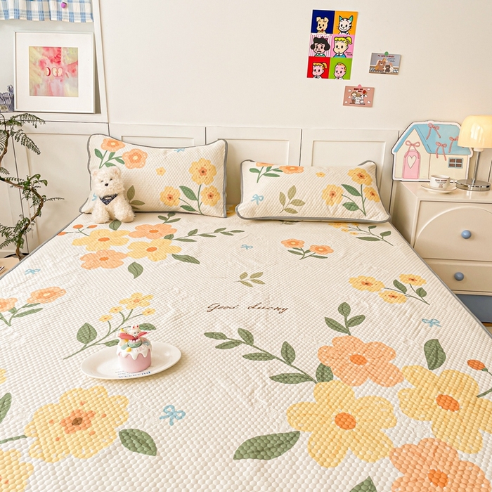 91家纺网 家纺一手货源 找家纺 川悦生活 2025新款大版冰豆豆凉豆豆凉席 花之夏