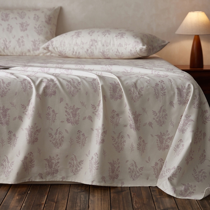 91家纺网 家纺一手货源 找家纺 千朵森2025新款A类全棉老粗布床单三件套 花枝