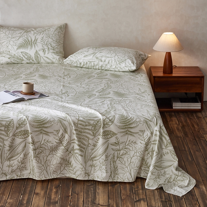 91家纺网 家纺一手货源 找家纺 千朵森2025新款A类全棉老粗布床单三件套 时节