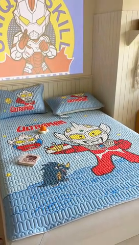 91家纺网 家纺一手货源 找家纺 金爱家 2025新款奥特曼乳胶凉席席子 乳胶-王牌特工