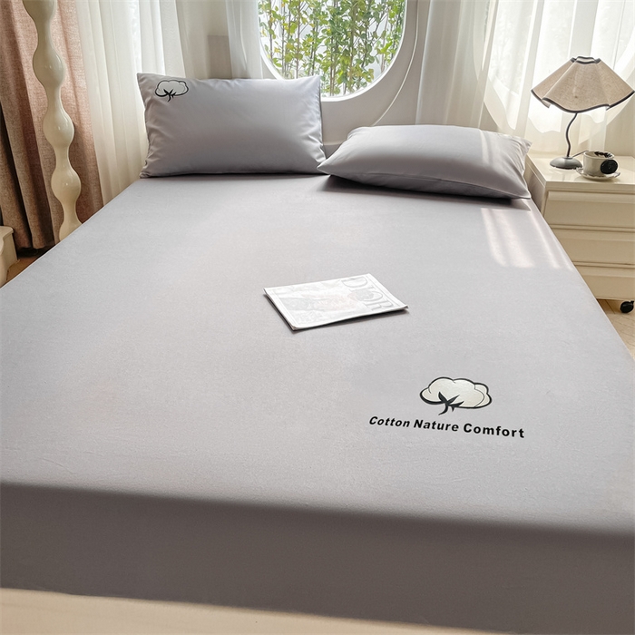 91家纺网 家纺一手货源 找家纺 布卢姆床垫 2025新款全棉烫画全棉老粗布床笠 棉朵-深灰