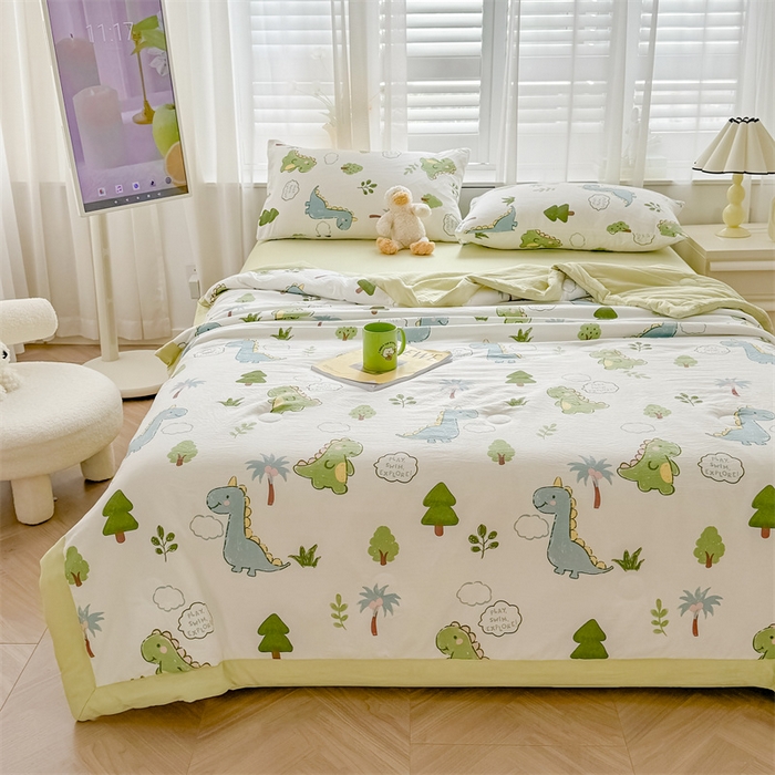 91家纺网 家纺一手货源 找家纺 美梦里 2025新款A类水洗棉棉花夏被 夏凉被空调被 小恐龙