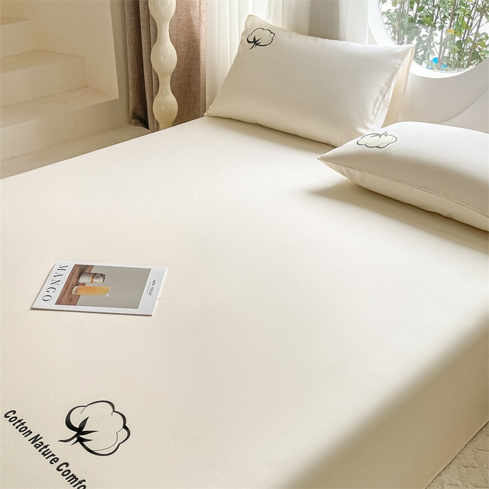 91家纺网 家纺一手货源 找家纺 布卢姆床垫 2025新款全棉纯棉烫画全棉老粗布床单凉席 棉朵-奶黄