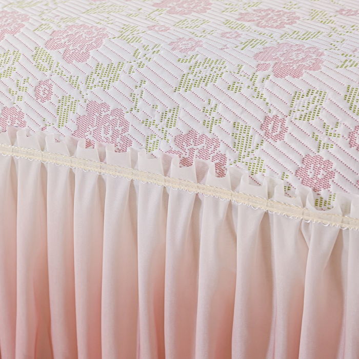 91家纺网 家纺一手货源 找家纺 （总） 2025新款复合三明治公主仙女风PE凉感凉豆豆床裙凉席三件套