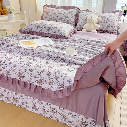 找底底家纺 2025新款60S水洗天丝夏被夏凉被空调被床裙四件套 满园芬芳