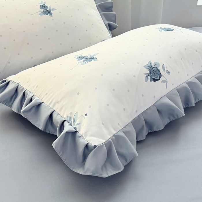 91家纺网 家纺一手货源 找家纺 找底底家纺 2025新款60S水洗天丝夏被夏凉被空调被床裙四件套 蓝色妖姬